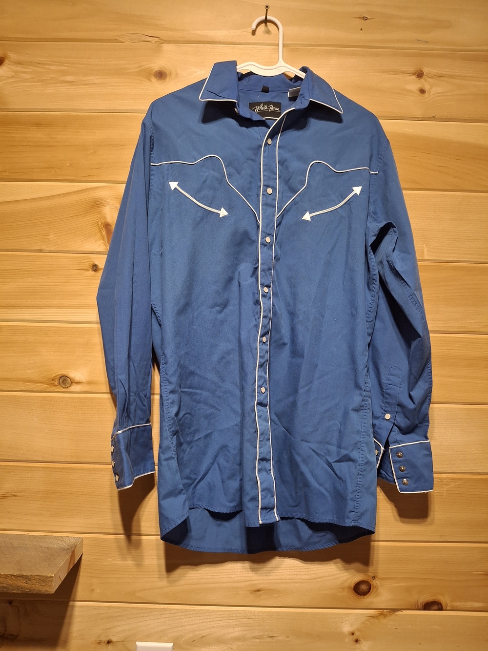 Men’s Western-Style Blue Snap-Front Dress Shirt